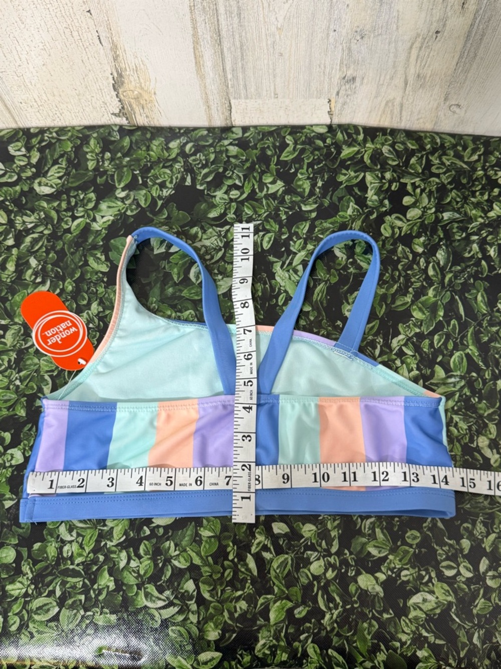 wonder nation Girls Striped Pastel Bikini Top - Blue, Mint, Lavender, Peach - Picture 3 of 7